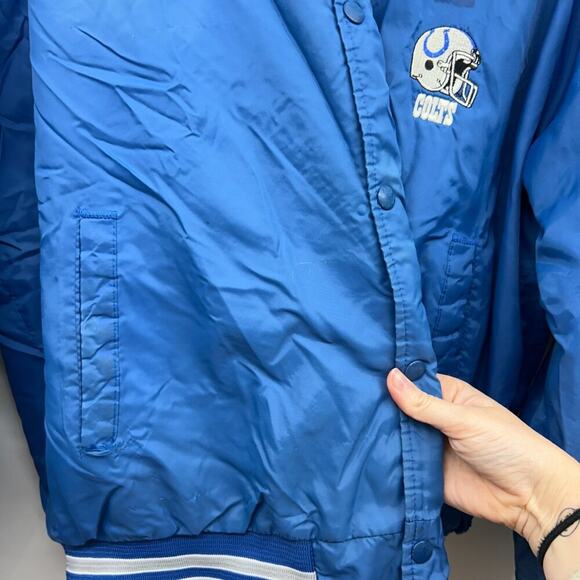 Vintage 80s 90s Chalk Line Blue Indianapolis Colts Football Varsity Jacket XL - Picture 9 of 11